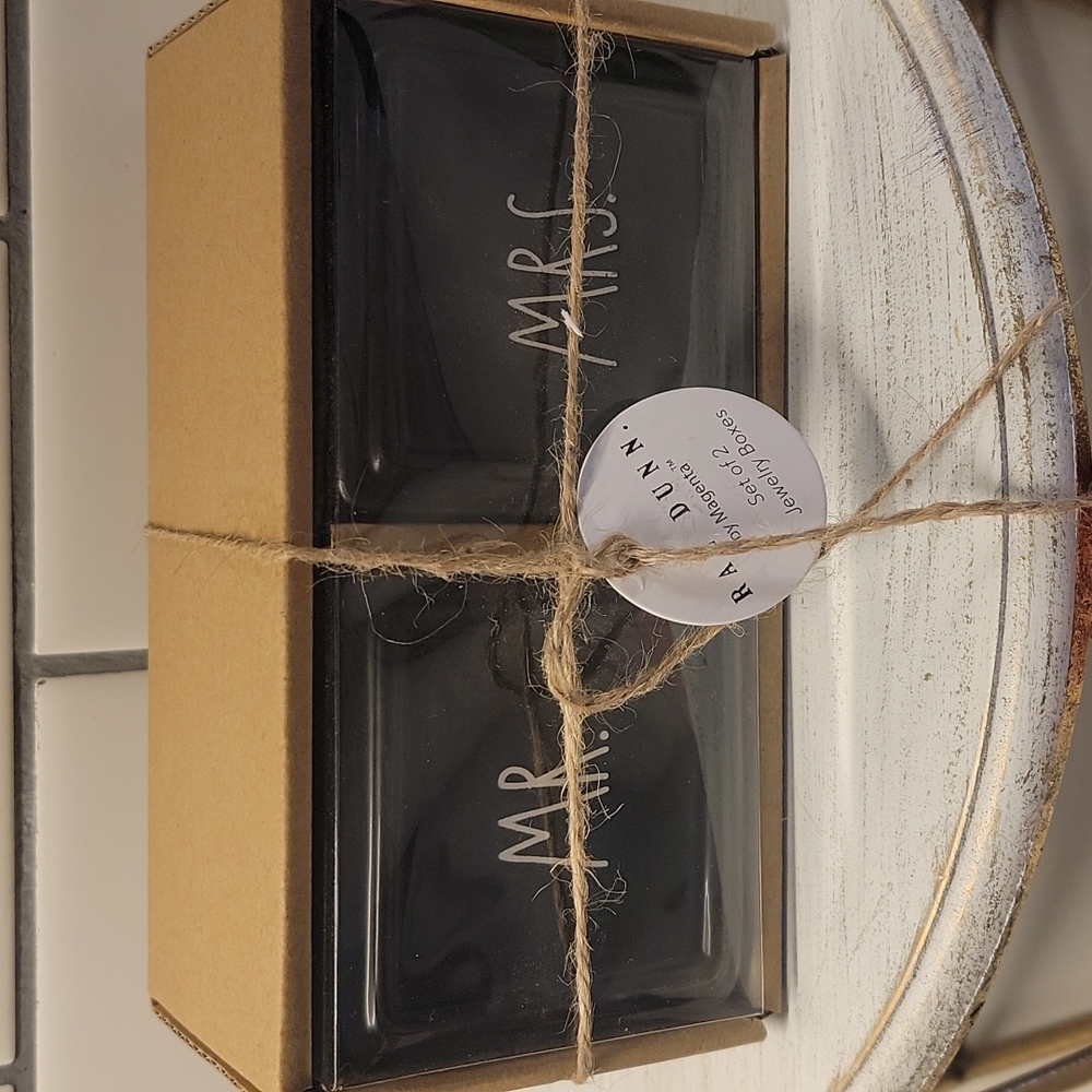 Rae Dunn  Mr & Mrs jewelry boxes